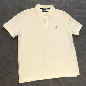 Nautica short sleeve white collared cotton shirt